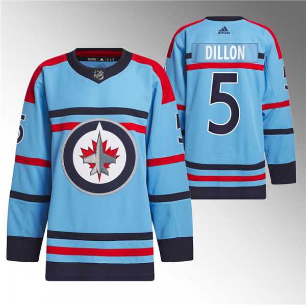 Mens Winnipeg Jets #5 Brenden Dillon Light Blue Anniversary Primegreen Stitched Jersey Dzhi